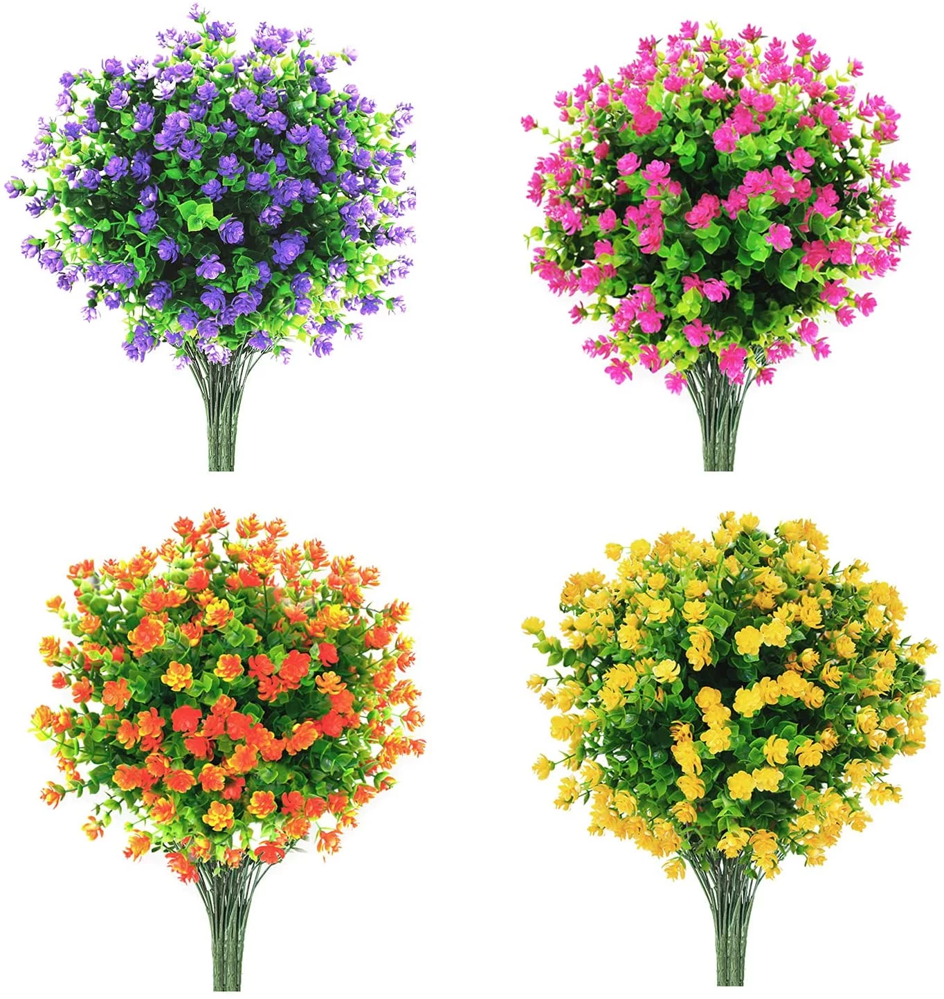NAMZI Artificial-Flowers Fake-Plants Outdoor UV-Resistant Faux Flowers, 16 Bundles Multicolor Plastic Hanging Flowers for Outdoor planters, Patio Porch Garden Window Box Decore Multicolor