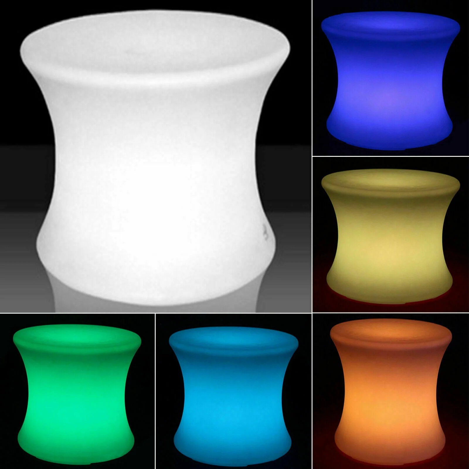 16” Outdoor Color Changing LED Light Lamp Stool with Remote Control LED Garden Seat Light Color Changing Outdoor Mood Furniture Stool with Remote LED Outdoor Waterproof Drum Lighting