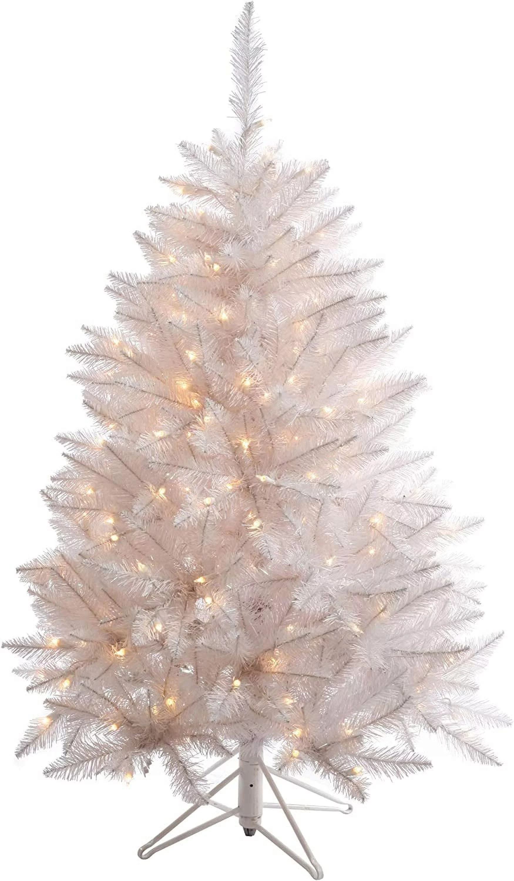 HYUN 3.5' Sparkle White Spruce Artificial Christmas Tree, Featuring 150 Pure White LED Lights - Faux Spruce Christmas Tree - Seasonal Indoor Home Decor