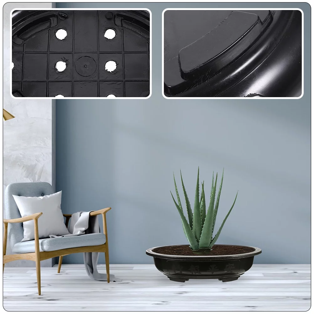 4Pcs Bonsai Flowerpot Household Oval Bonsai Pot Plastic Flower Pot Gardening Bonsai Container