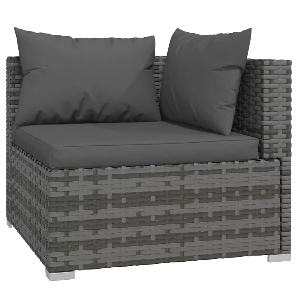 Dcenta 5 Piece Patio Set with Cushions Poly Rattan Gray