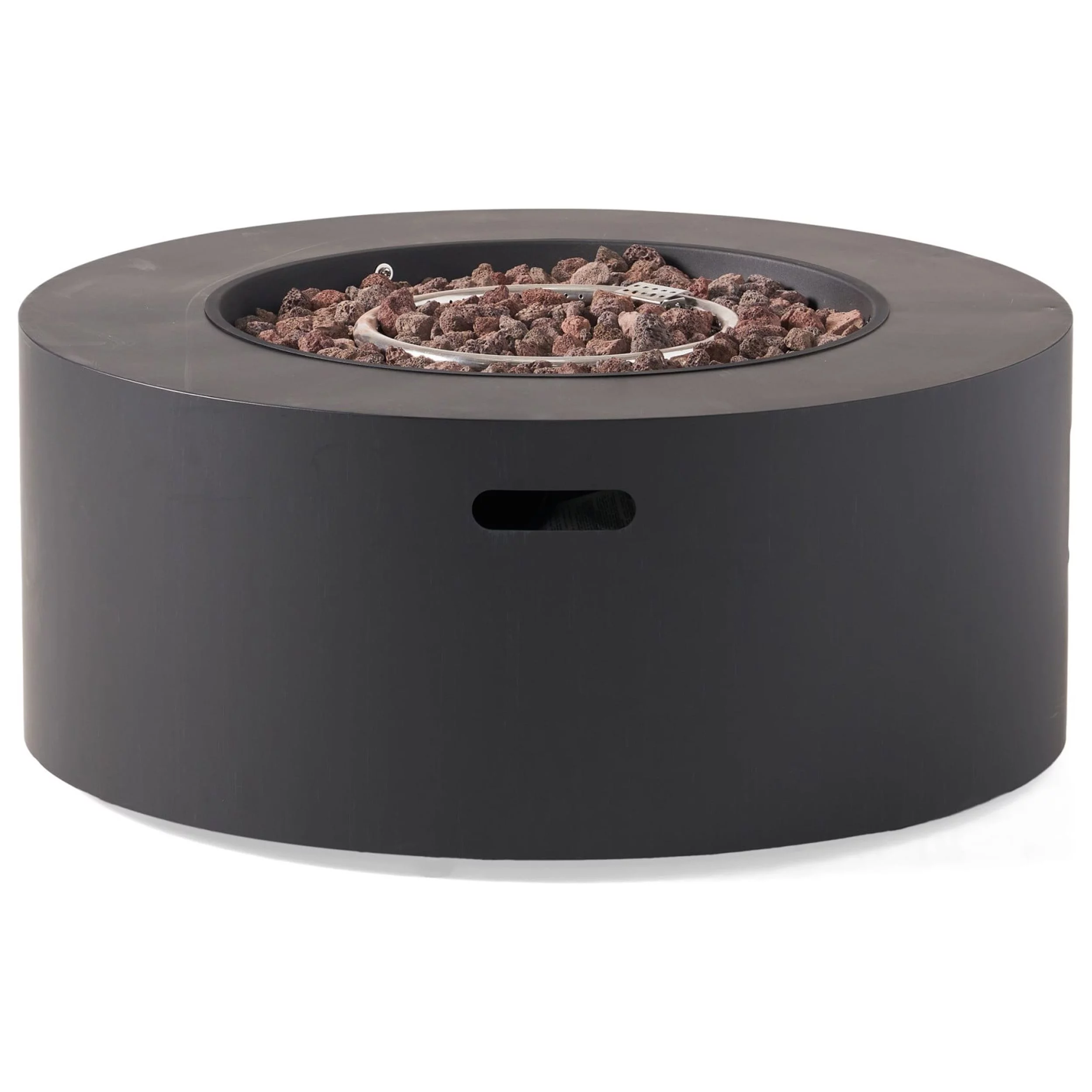Jasmine Outdoor 40,000 BTU Circular Fire Pit (No Tank Holder), Dark Gray