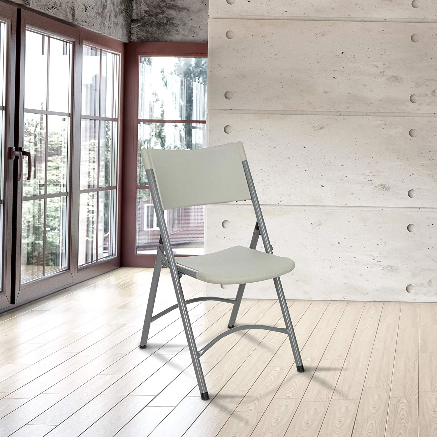 (4 Pack Heavy Duty Indoor/Outdoor Plastic Folding Chair, Light Grey