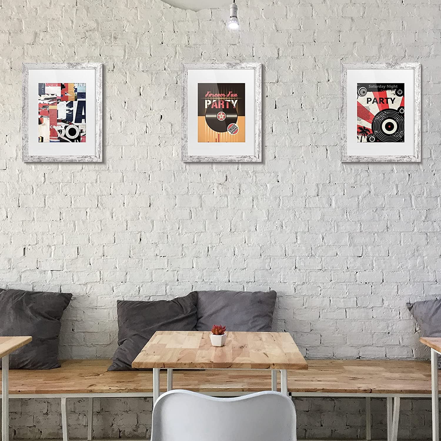 HOUSE DAY 12x16 Picture Frames Set of 6 - Distressed White Farmhouse Rustic Photo Frames, Large Wall Frame Set