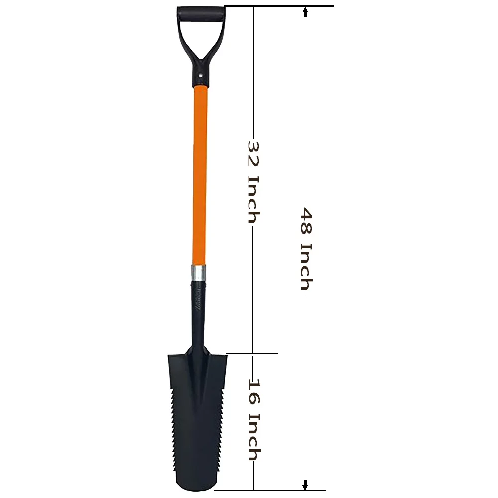 Ashmanonline Drain Spade Teeth - 41 inches Long Fibreglass Handle – Orange Metal Shovel (6 Pack)