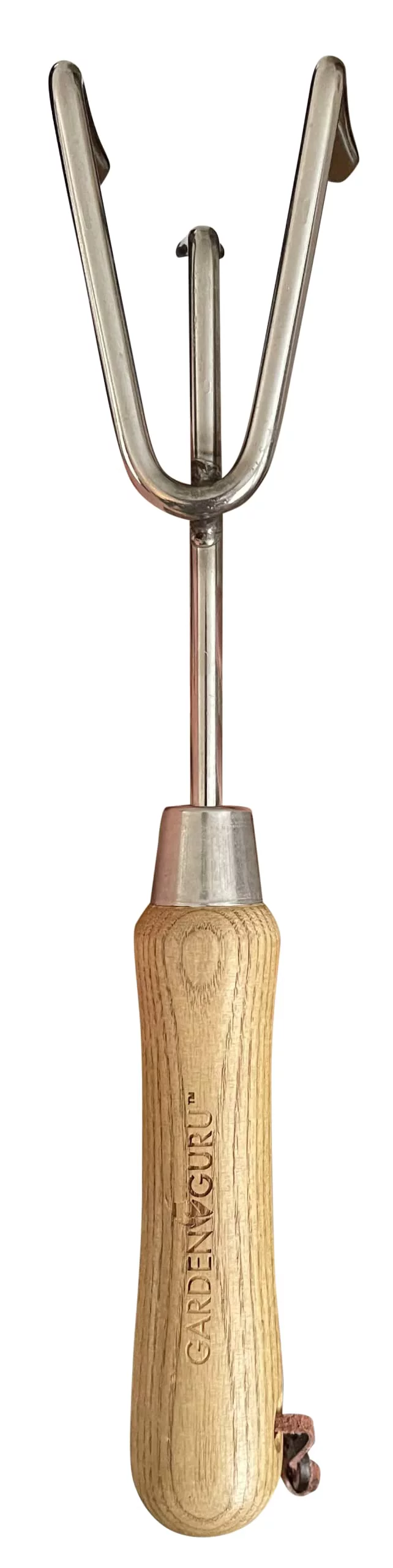 Garden Guru Hand Cultivator Rake Tiller Tool, Stainless Steel, Rust Resistant, Ergonomic FSC Wood Handle (2 Pack)