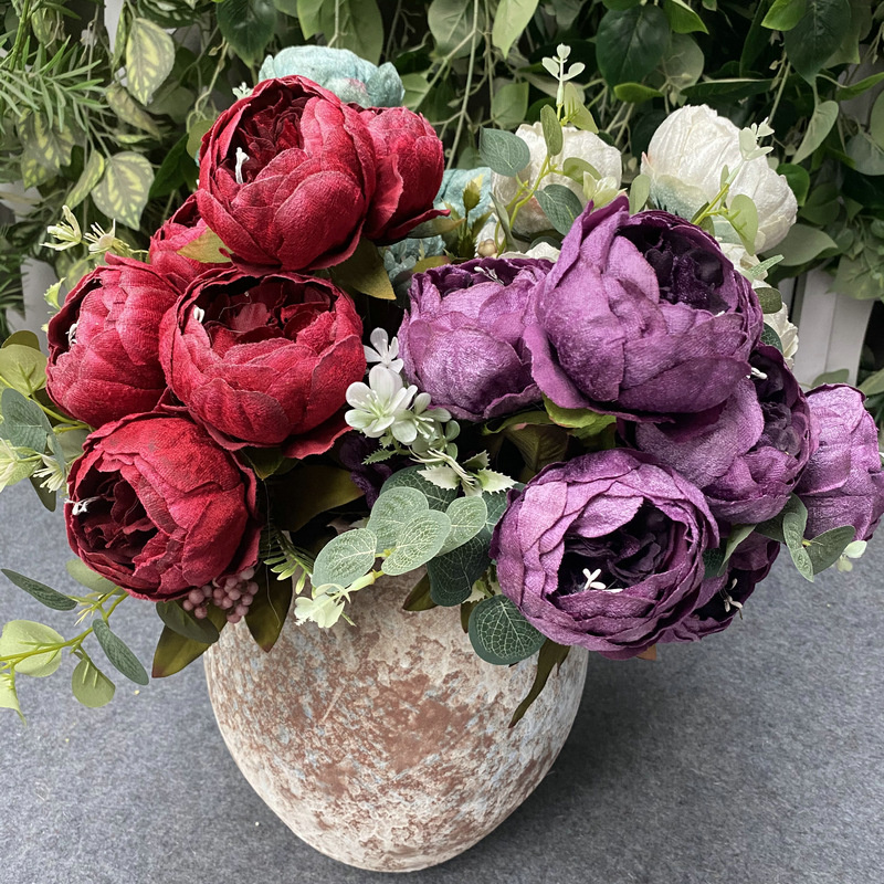 Diamond velvet peony wedding wedding road leading fake flower wall home living room desktop desktop simulation flower arrangement pot flowers