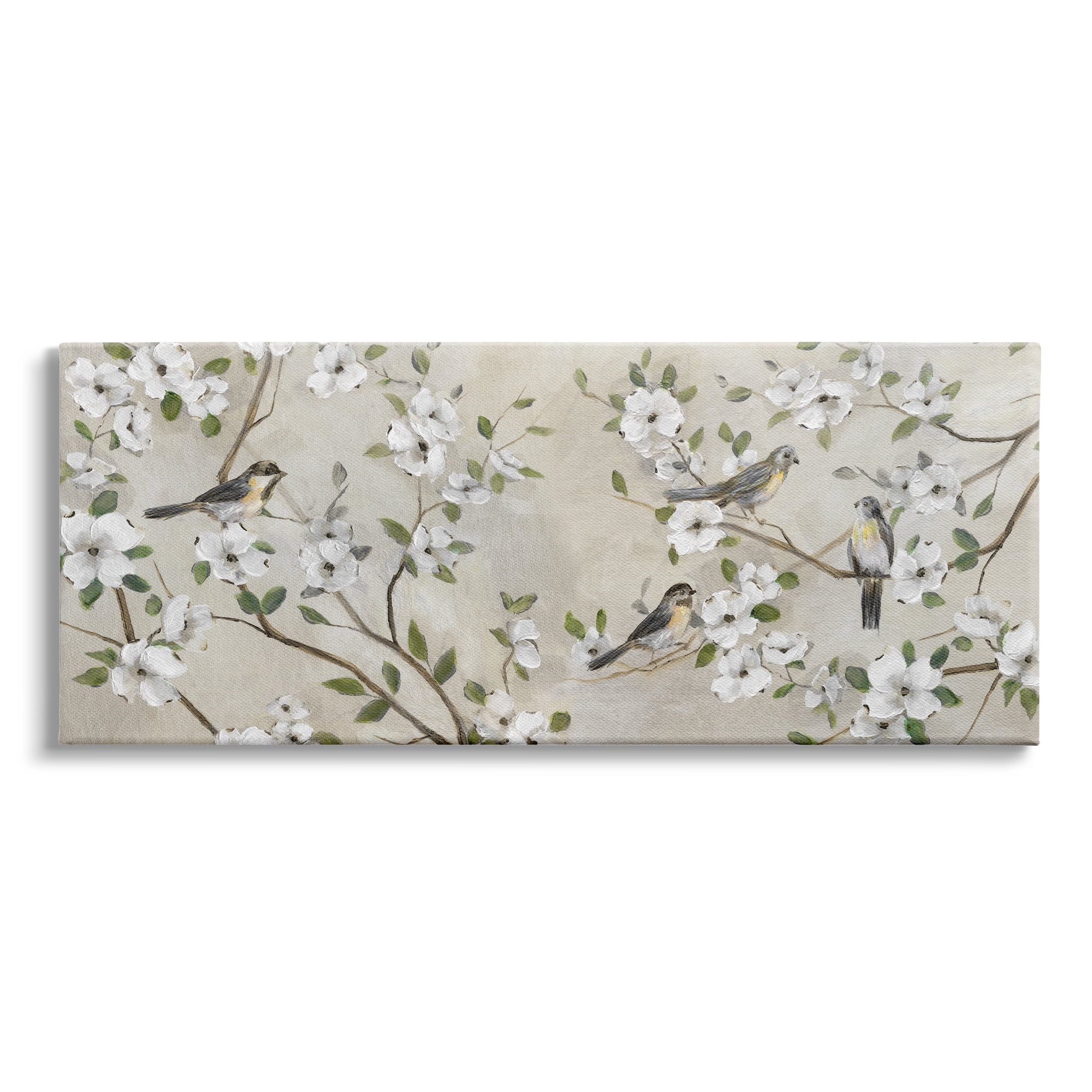 Stupell Industries Country Birds Soft White Floral Blossom Tree Branches, 24 x 10, Design by Nan