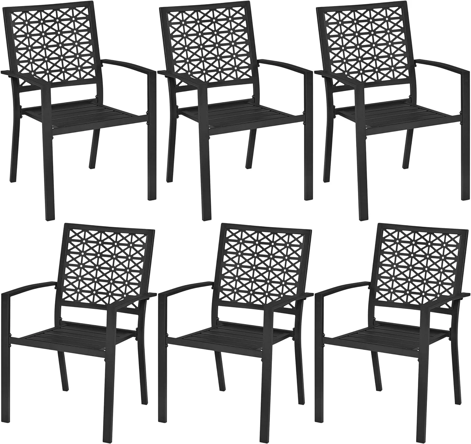 Yaheetech Patio Chairs Set of 6 Outdoor Dining Chairs, 300lbs Metal Chairs for Garden Lawn, with Armrests, Metal Frame as Stackable Heavy-Duty Steel Bistro Chairs