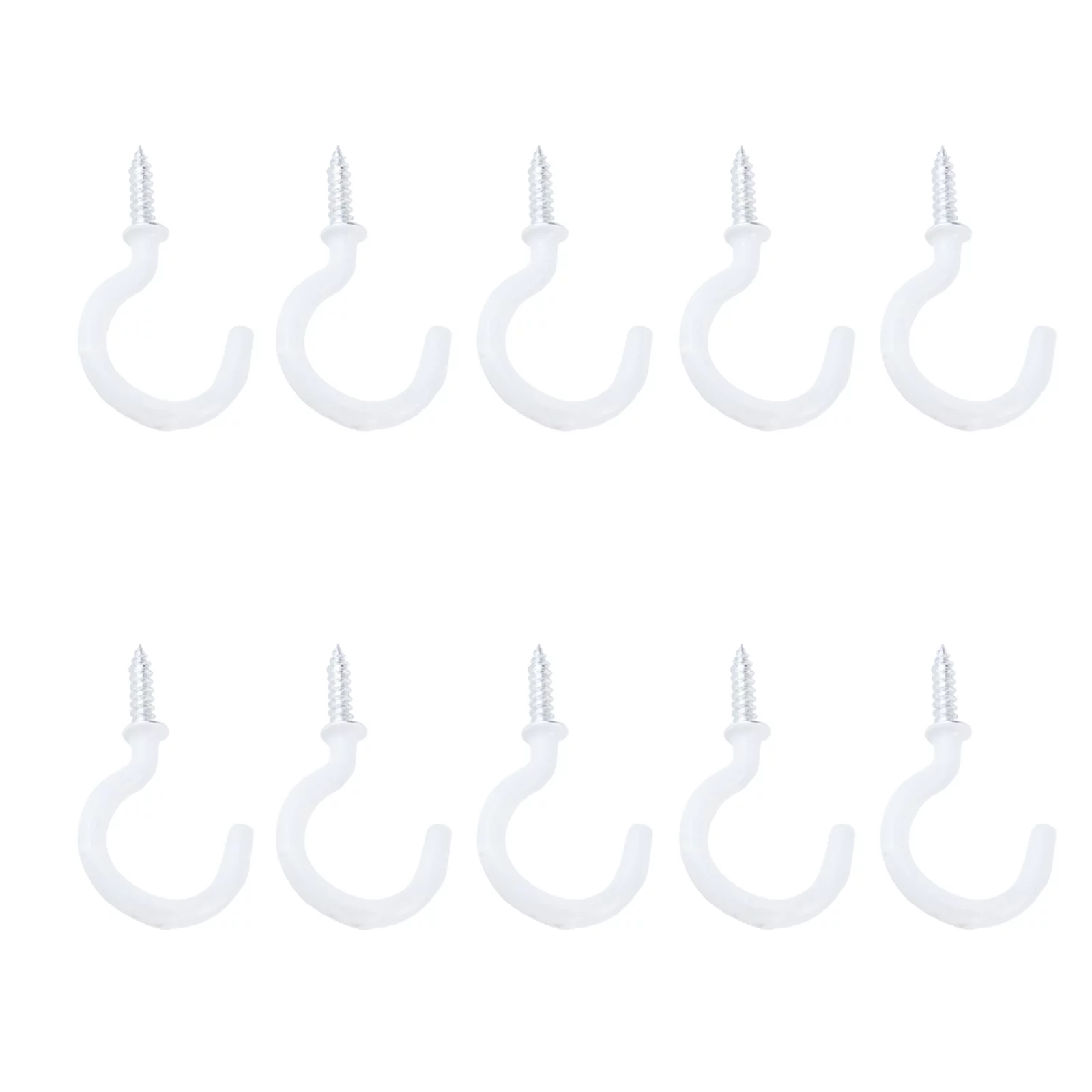 LC LICTOP 10Pcs Vinyl Coated Ceiling Hooks for Hanging Plants Q-Shape Kitchen Yard Hooks White 1-1/4