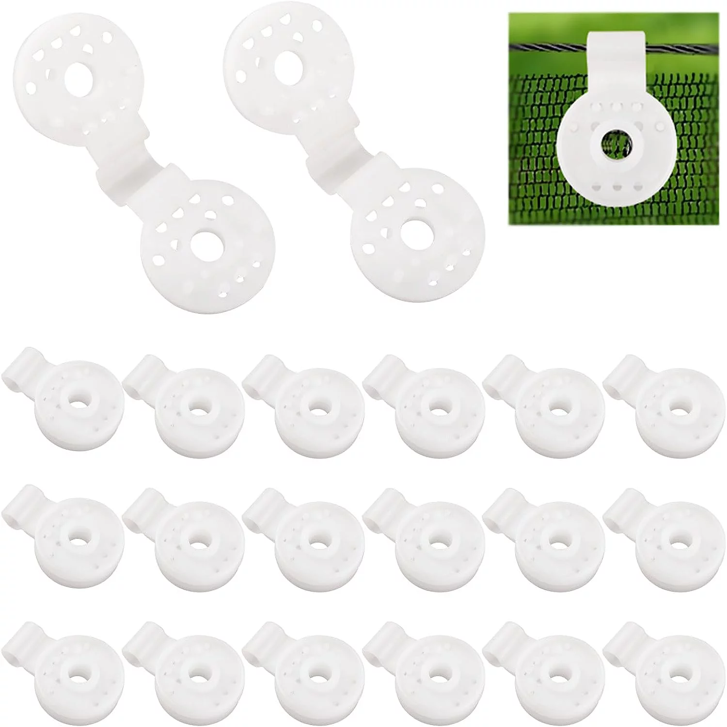 Shade Cloth Plastic Clips, 20 PCS Shade Netting White Clips Plastic Sunshade Clips Round Shade Cloth Plastic Clips for Greenhouse Outdoor Garden Agricultural