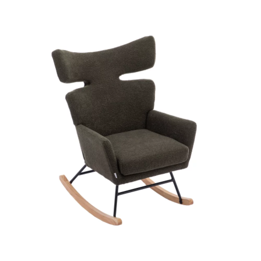 Fish Tail Living Room Comfortable Rocking Chair Living Room Chair Emerald + Metal