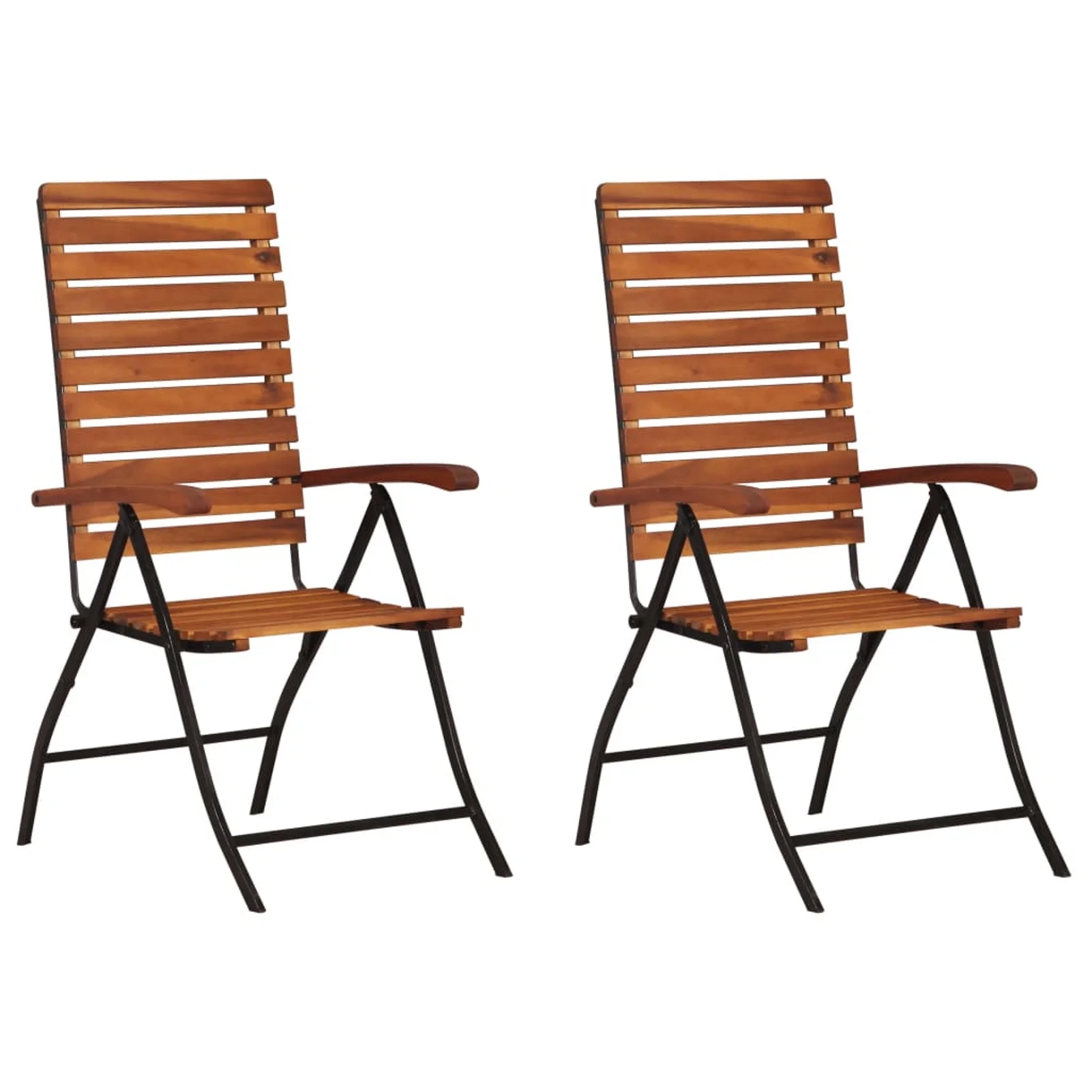 Walmeck 2 pcs Reclining Patio Chairs Solid Wood Acacia