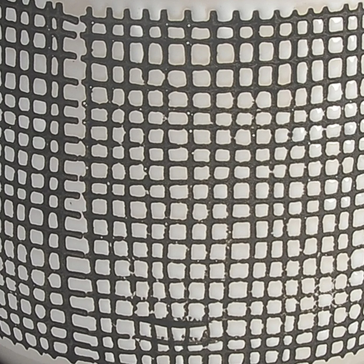 Benjara Ceramic Planter with Mesh Design and Saucer, Gray