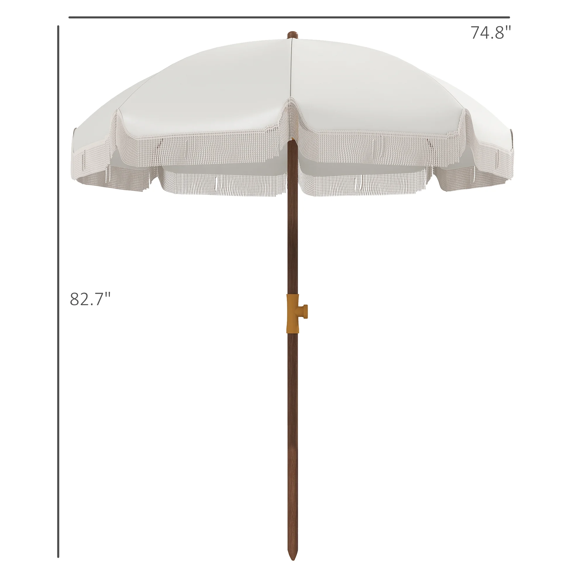 Royard Oaktree 6.2' Portable Beach Umbrella, Beach Chair Umbrella with UPF40+ UV Protection, Outdoor Canopy Sunshade with Carry Bag for Beach, Patio, Yard, Garden, Cream White