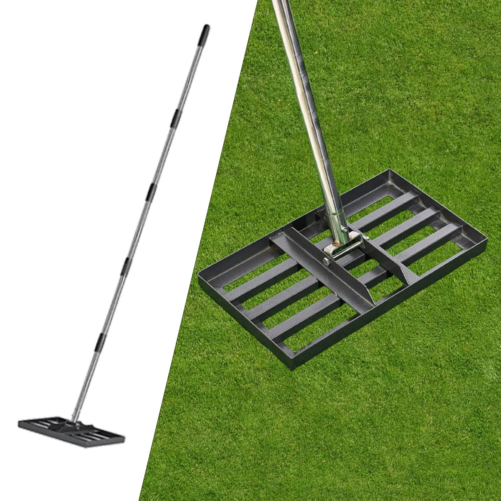 oshhnii Lawn Leveling Rake Extended Grip Lawn Leveling Tool Landscape Rake for Yard Golf 5 Section Short Rod