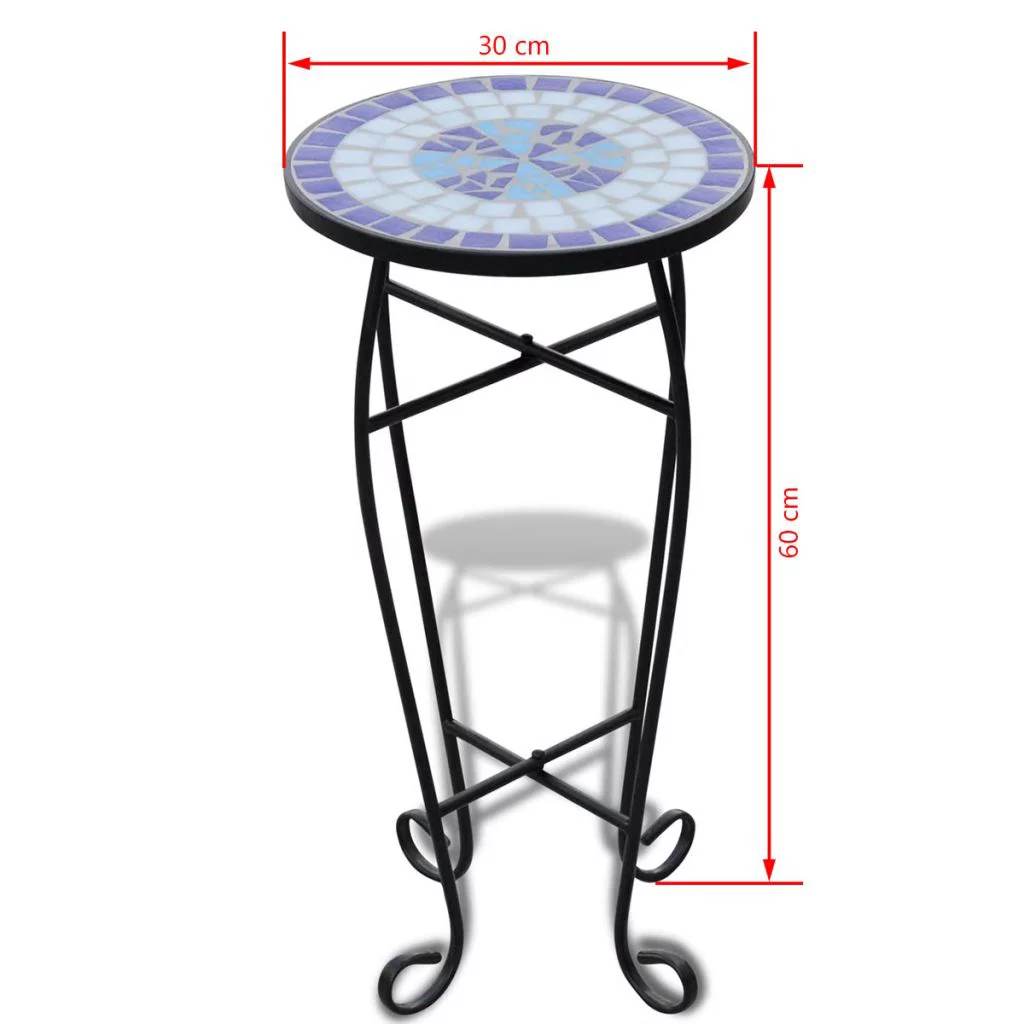 Side Table Plant Table Blue White