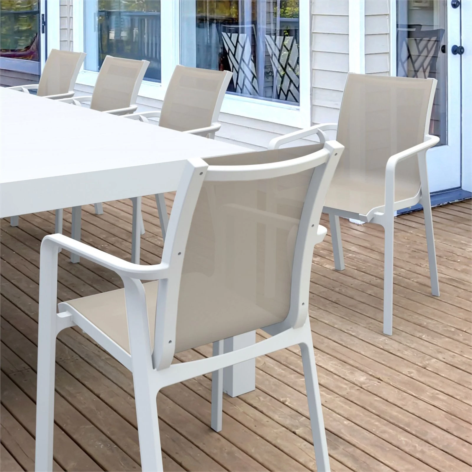 Compamia Pacific 11 Piece Dining set with Extension Table and Sling Arm Chairs