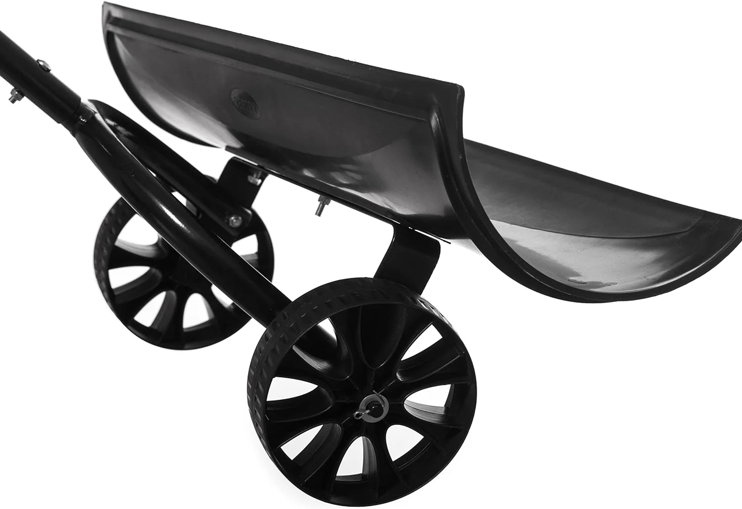 Black Heavy Duty Snow Shovel Rolling Pusher Remover With Wheels And Wide Blades, (QI004186)
