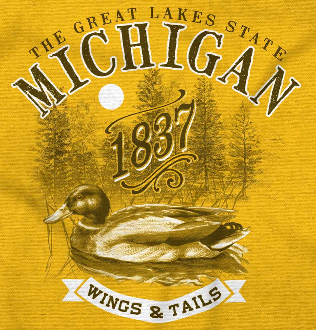 Michigan Great Lakes State Duck Pond Women's T Shirt Ladies Tee Brisco Brands S