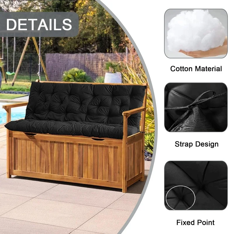 Porch Swing Cushions, Swing Cushions 3 Seater Replacement, Waterproof 2-3 Seater Washable Thicken by 5 Inches with Backrest, for Patio Sofa Cushions (47x40in, Black)