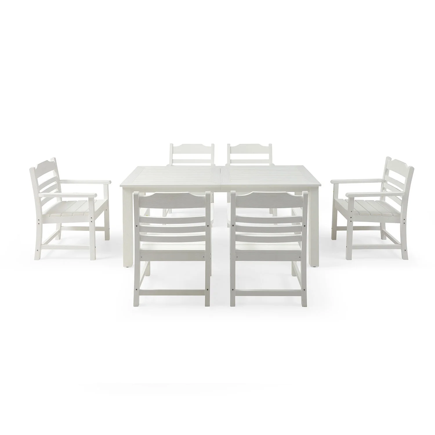 CoSoTower Hips Patio Furniture Dining Chair and Table, 7 Pieces(6 Dining Chairs+1 Dining Table) Backyard Conversation Garden Poolside Balcony White