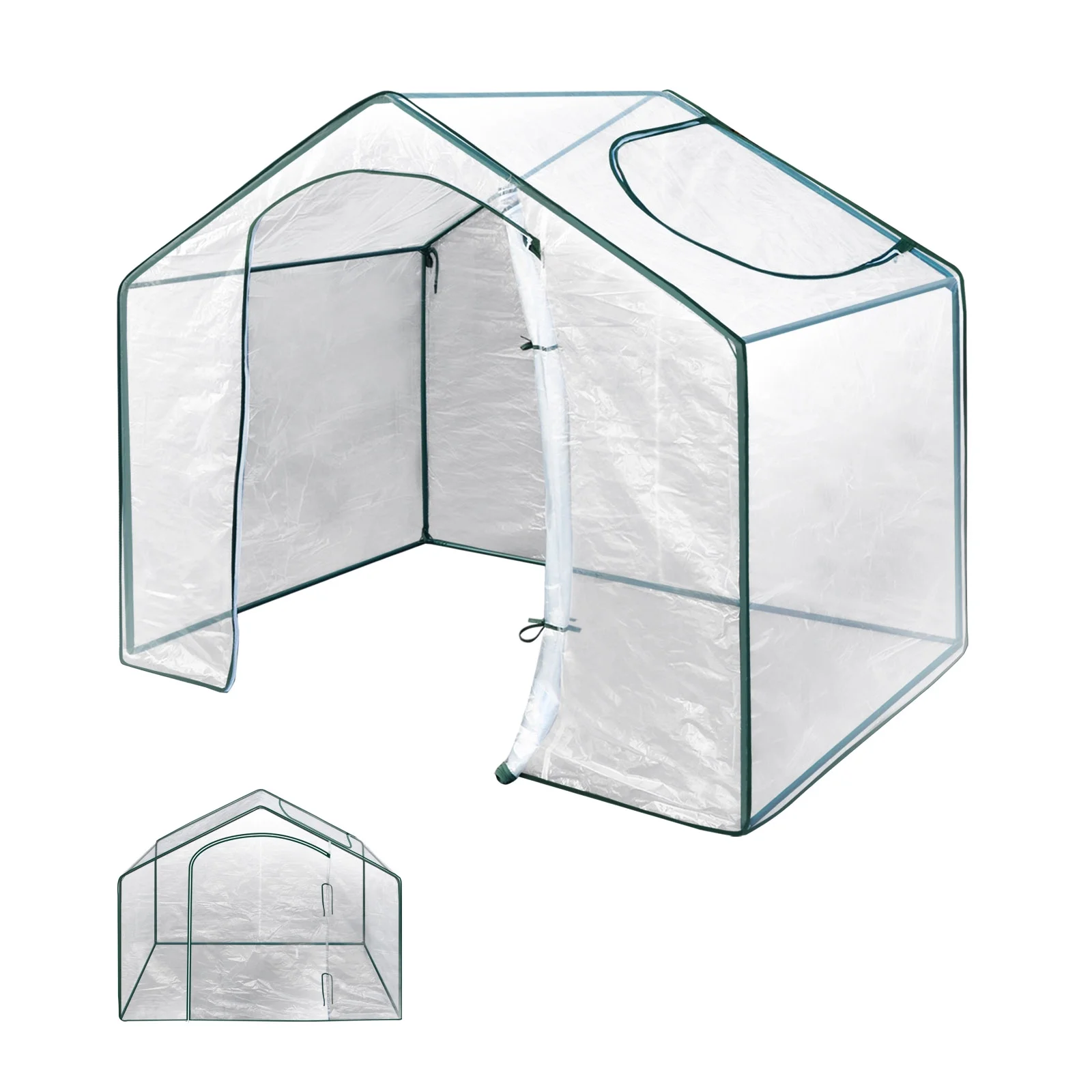 Portable 5.9'x3.5'x5'H Mini Greenhouse Hot House Outdoor Gardening Planter Greenhouse with Clear Cover