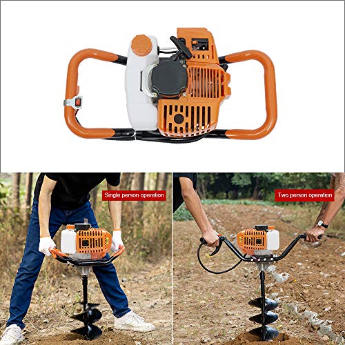 Post Hole Digger, 52CC 2 Stroke Gasoline Power Garden Digging Machine, Hammer Drilling Machine with Air-Cooled and Single-Cylinder Gasoline,1900W 7500 RPM
