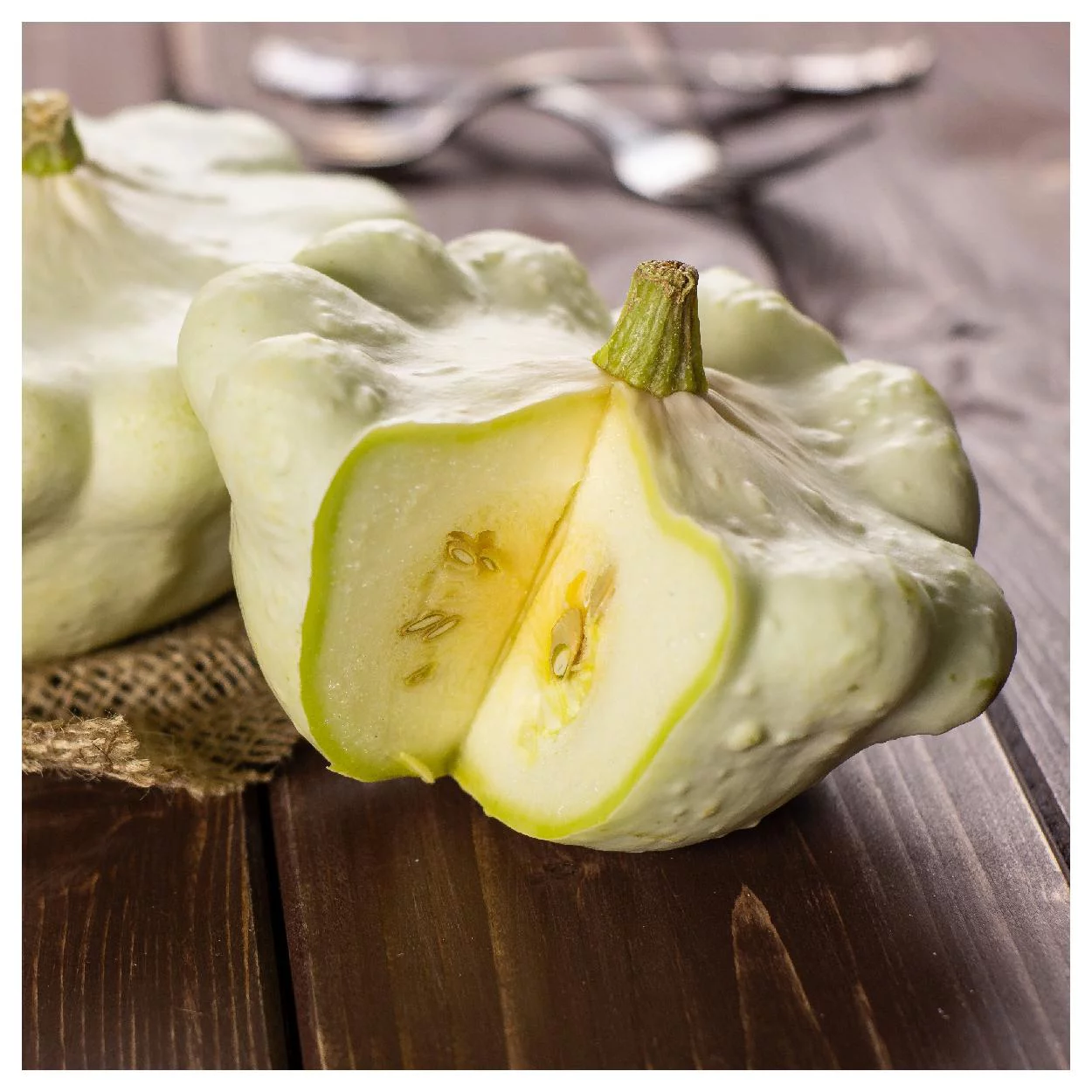 Everwilde Farms - 40 Bennings Green Tint Scallop Summer Squash Seeds - Gold Vault Jumbo Bulk Seed Packet