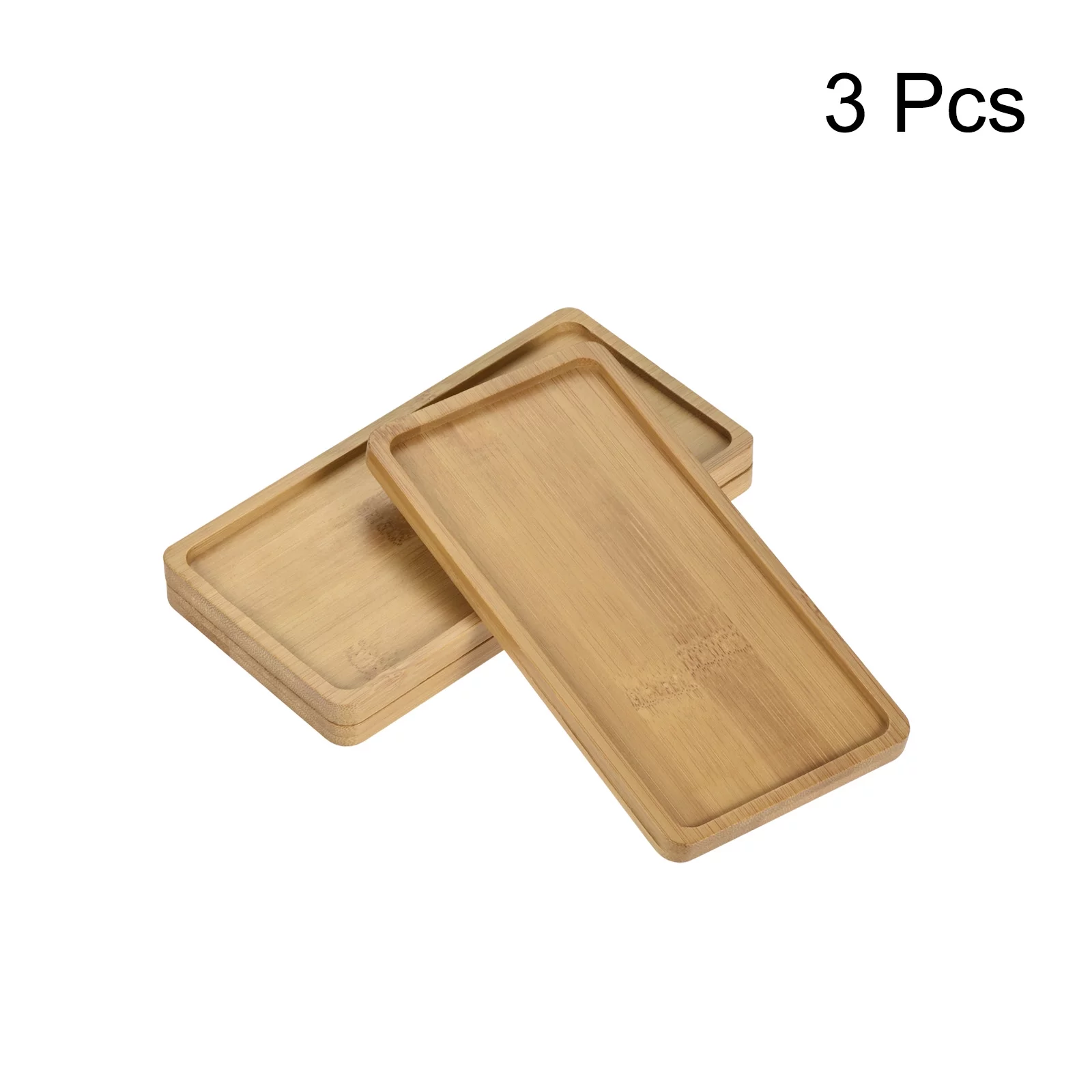 Unique Bargains 17.5x8.8cm Rectangular Bamboo Plant Flowerpot Drip Tray, 3 Pack