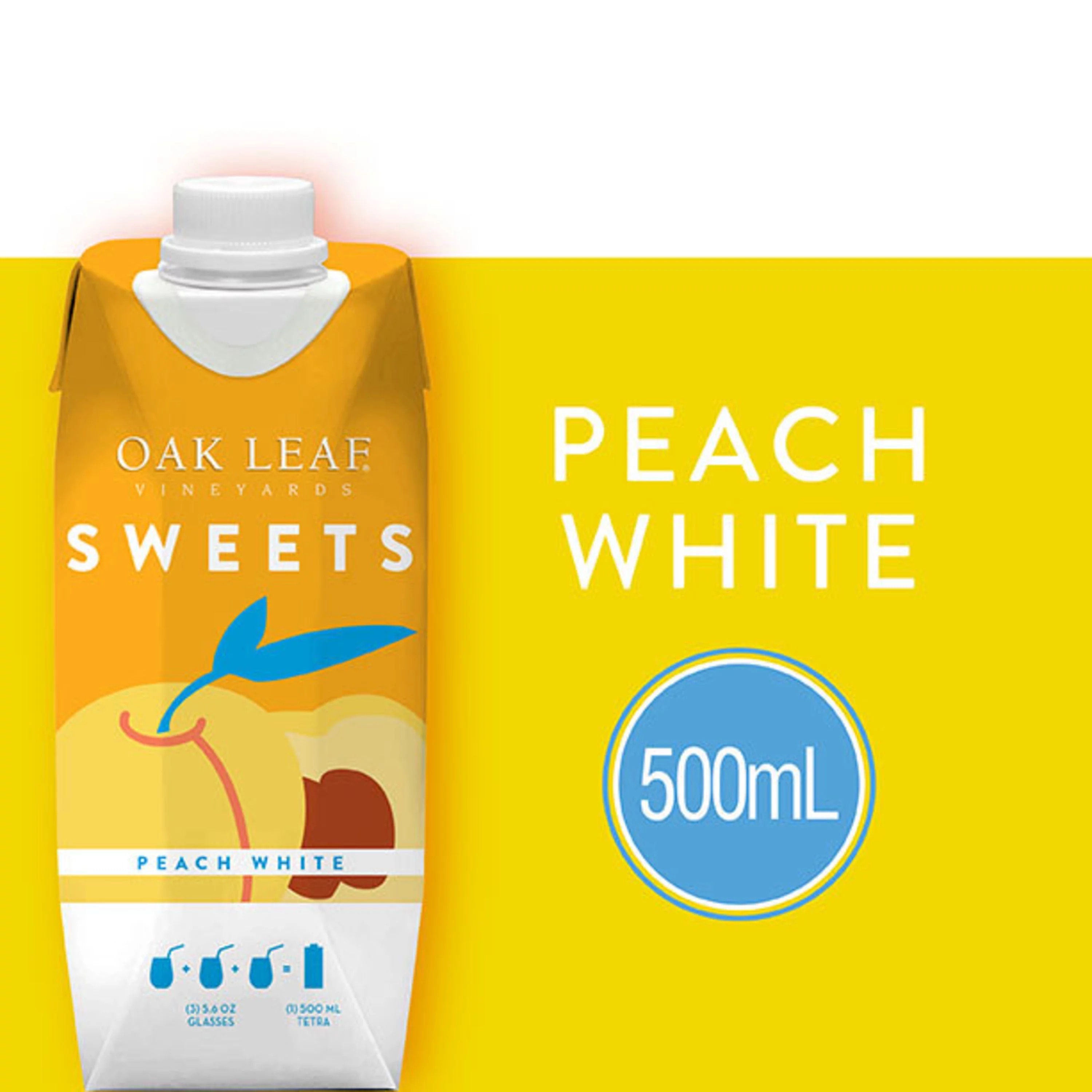 Oak Leaf Vineyards Sweets Peach White California Flavored Wine, 500 ml Tetra-Pak, 9% ABV