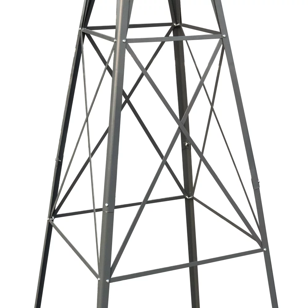 8ft Gray & Red Weather-Resistant Garden Windmill - Durable, Rust-Proof, Easy to Assemble - Perfect for Outdoor Decor
