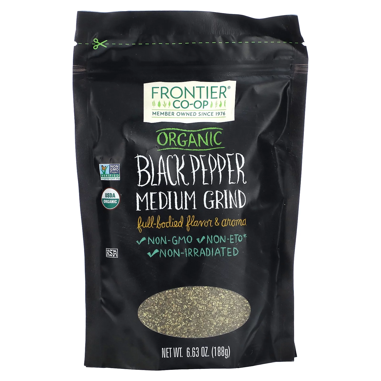 Frontier Co-op 31080 Organic Medium Grind Black Pepper 6.63 oz.