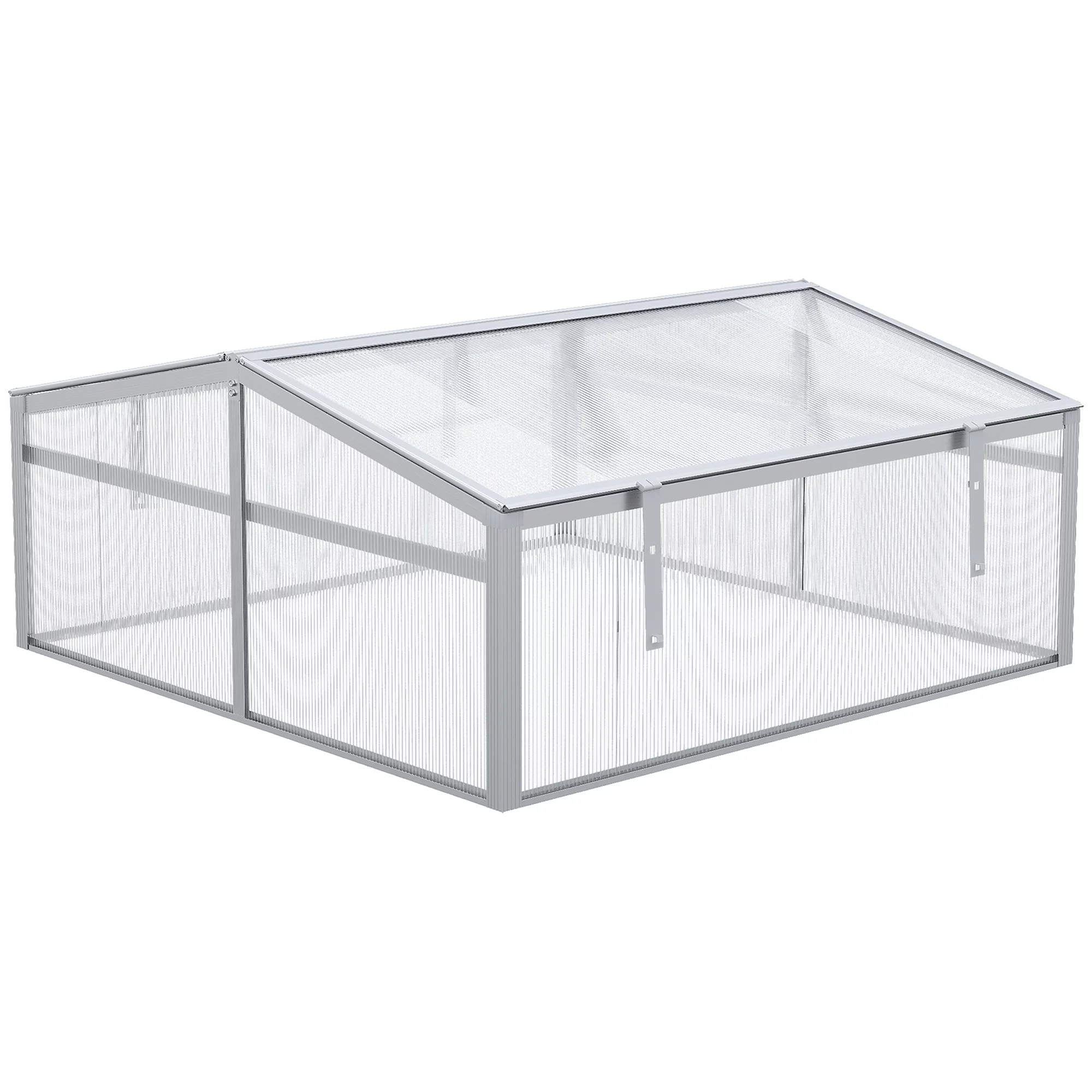 Outsunny Aluminum Alloy Cold Frame W/ Adjustable Roof, Polycarbonate Panels