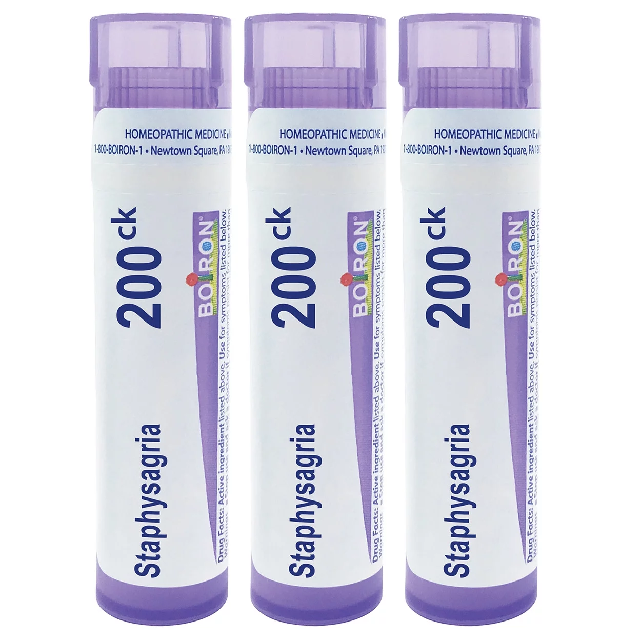 Boiron Staphysagria 200CK, Homeopathic Medicine for Itching Of Surgical Wounds, 3 Count (3 x 80 Pellets)