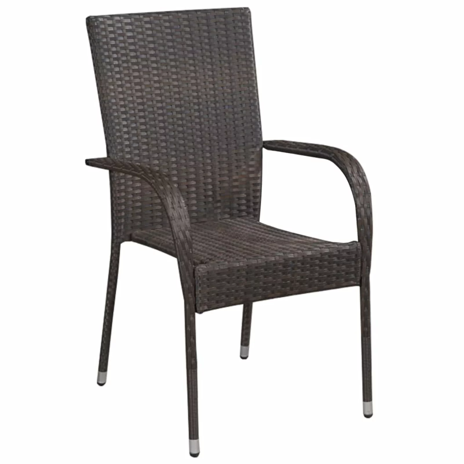 Walmeck Stackable Patio Chairs 2 pcs Poly Rattan Brown