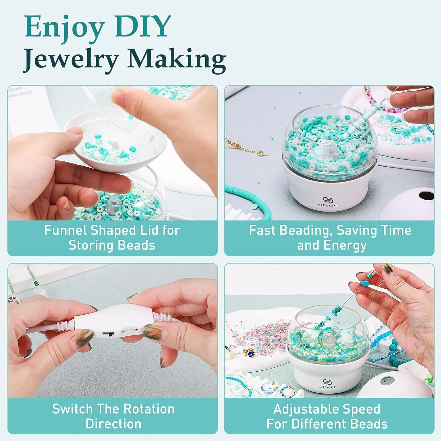 Electric Bead Spinner, Clay | Seed Bead Spinner with 1500 PCS Mixed Color Clay Beads Set, Fast Beading Bead Spinner Machine for Jewelry Making, DIY Bracelets, Necklaces (Patent)