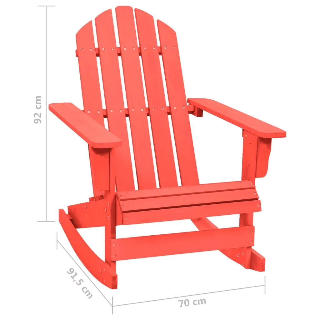 Anself Patio Rocking Adirondack Chair Solid Fir Wood Red