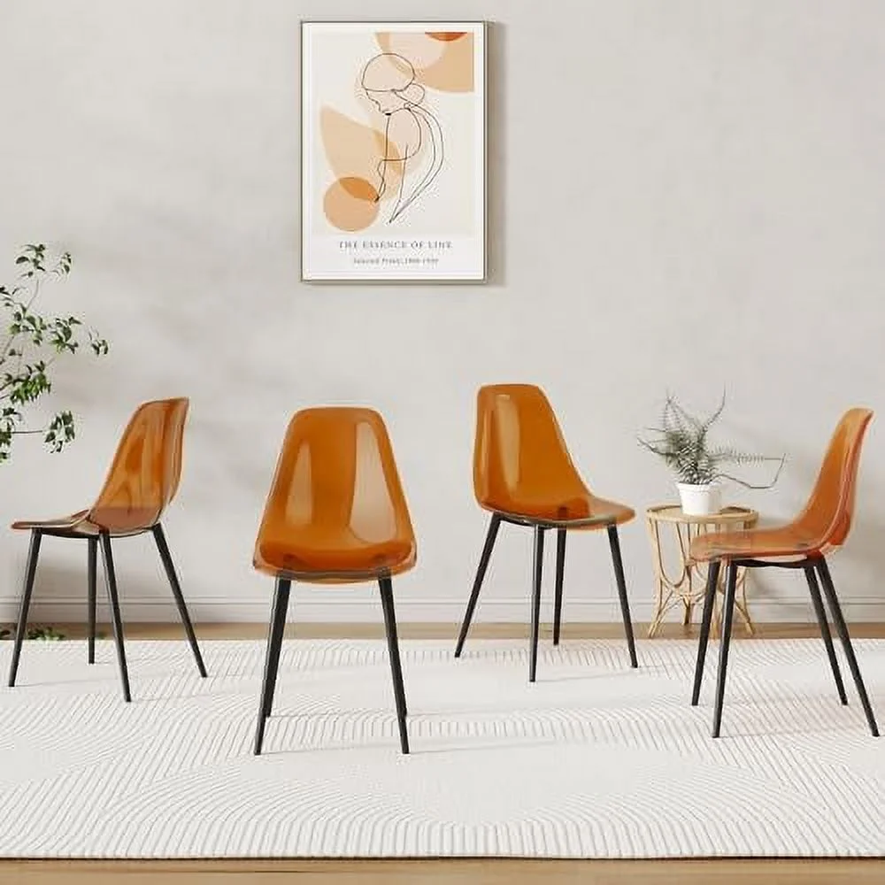 HYHBIBOOM Clear Dining Chairs Set of 4  Clear Acrylic Chair with Metal Legs  Modern Kitchen Chairs Ideal for Counter Dining Room Living Room Outdoors Lounge - Gold