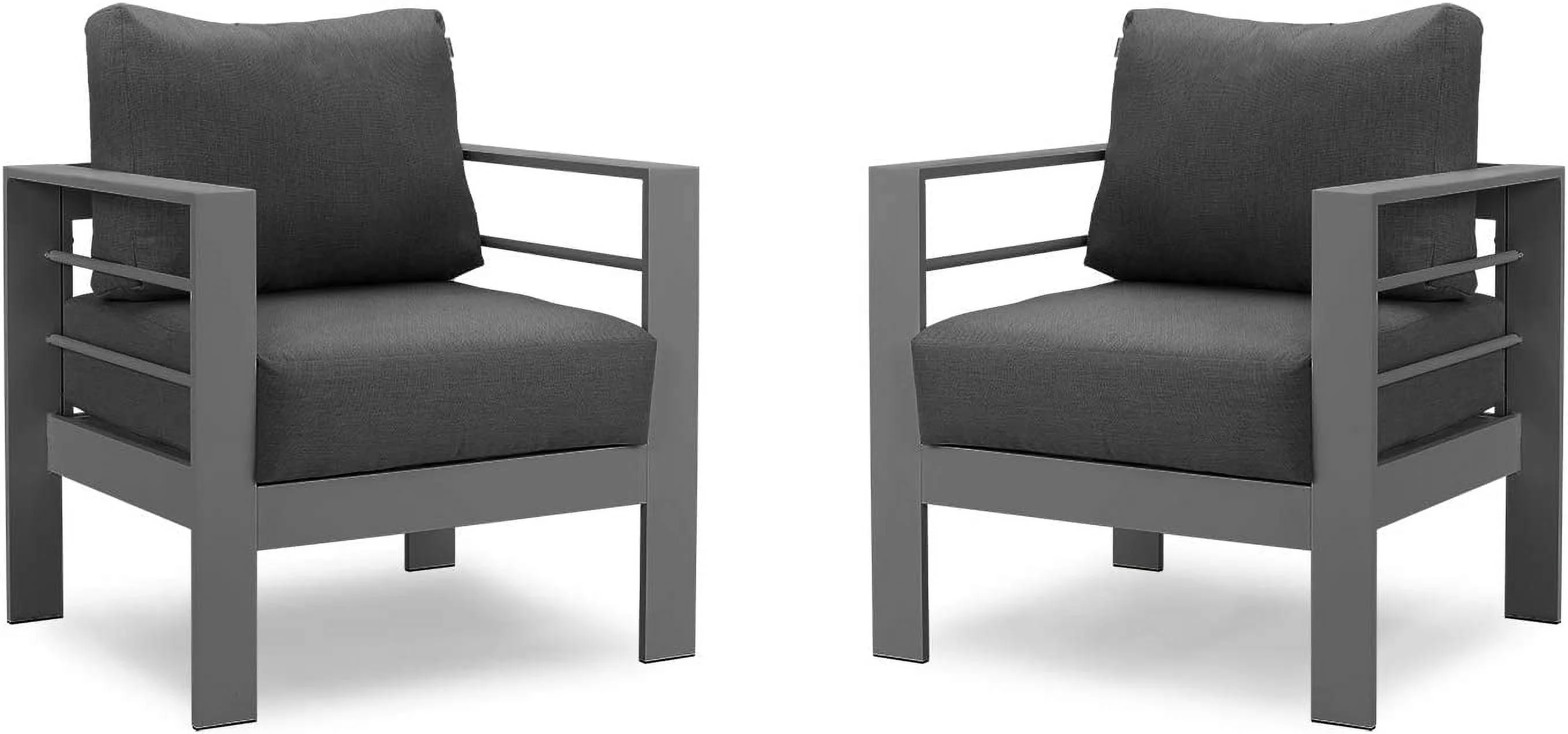 Aluminum Patio Furniture Set 5 Pieces Modern Outdoor Conversation Set Sectional Sofa with Upgrade Cushion and Coffee Table Grey