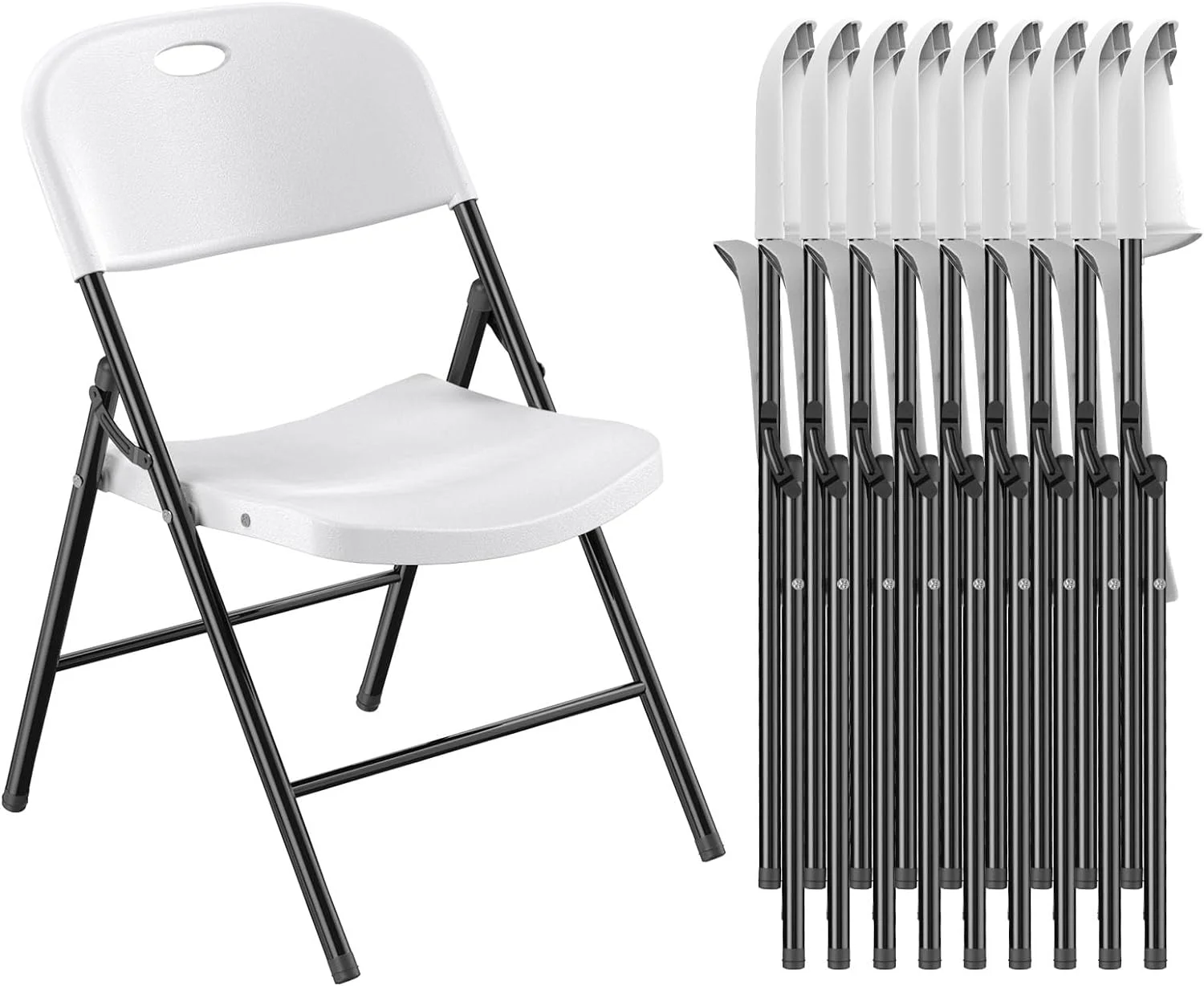 Nazhura 4 Pack 650 Weight Limit Heavy Duty Plastic Folding Chair with Reinforced Steel Frame for Indoor and Outdoor, Wedding, Party, Restaurant, Meeting Room, Patio and Garden (4 Pack)