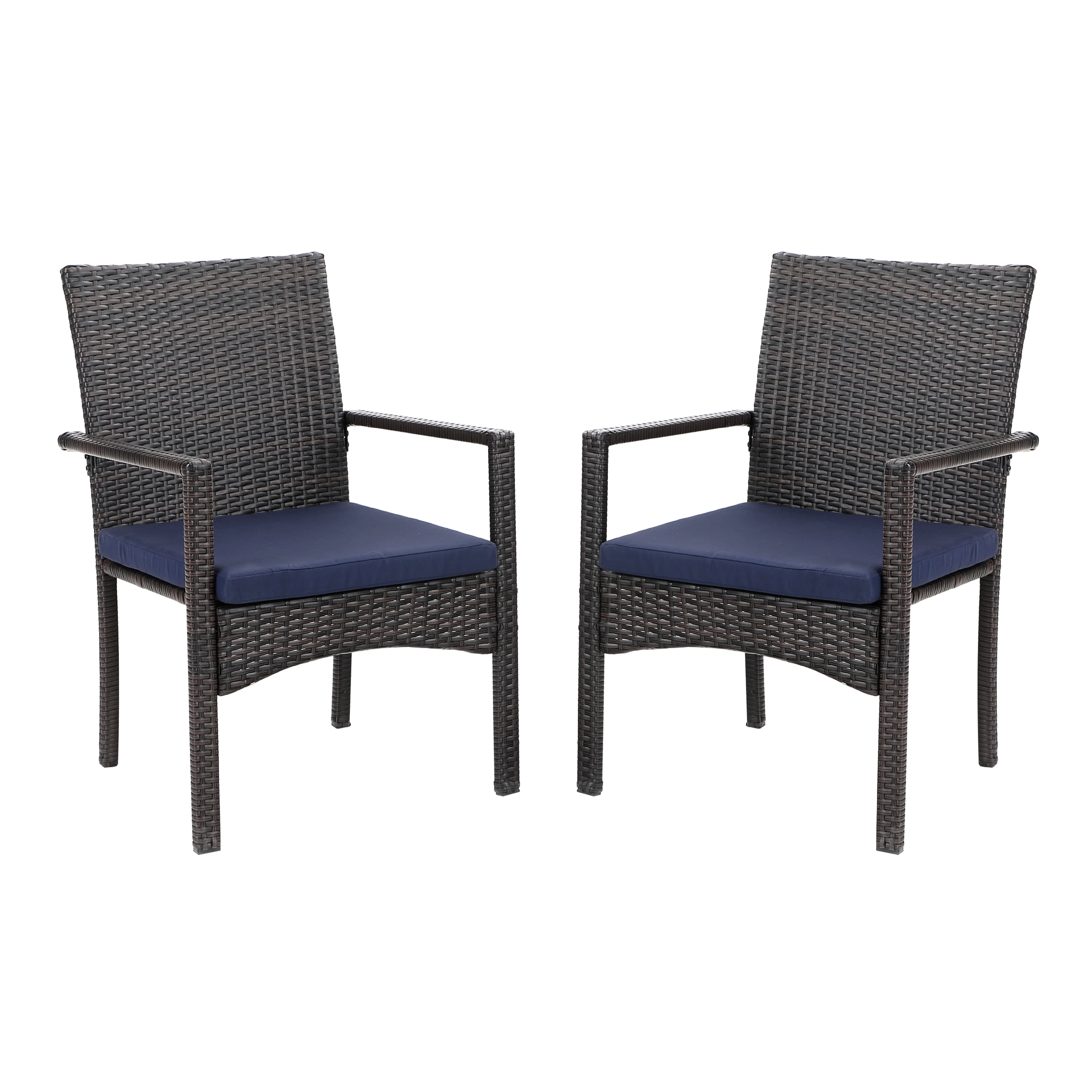 7/8 Pieces Outdoor Patio Dining Set, 6 PE Rattan Chairs with Cushions and 1 Rectangle Metal Table Haiti Chairs+Beige Umbrella