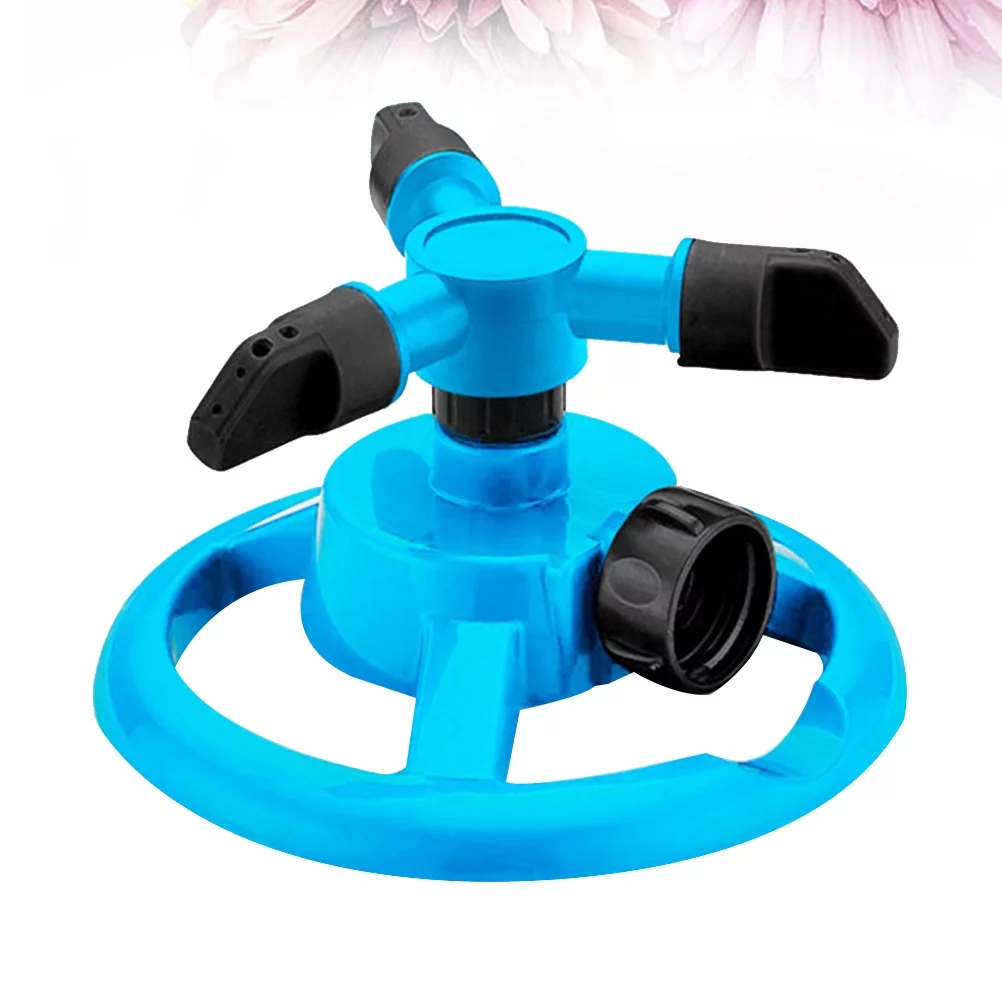 Gongxipen 1PC Garden Sprinkler Automatic Watering Grass Lawn 360 Degree 3 Nozzle Circle Rotating Irrigation Sprayer (Sky-blue)