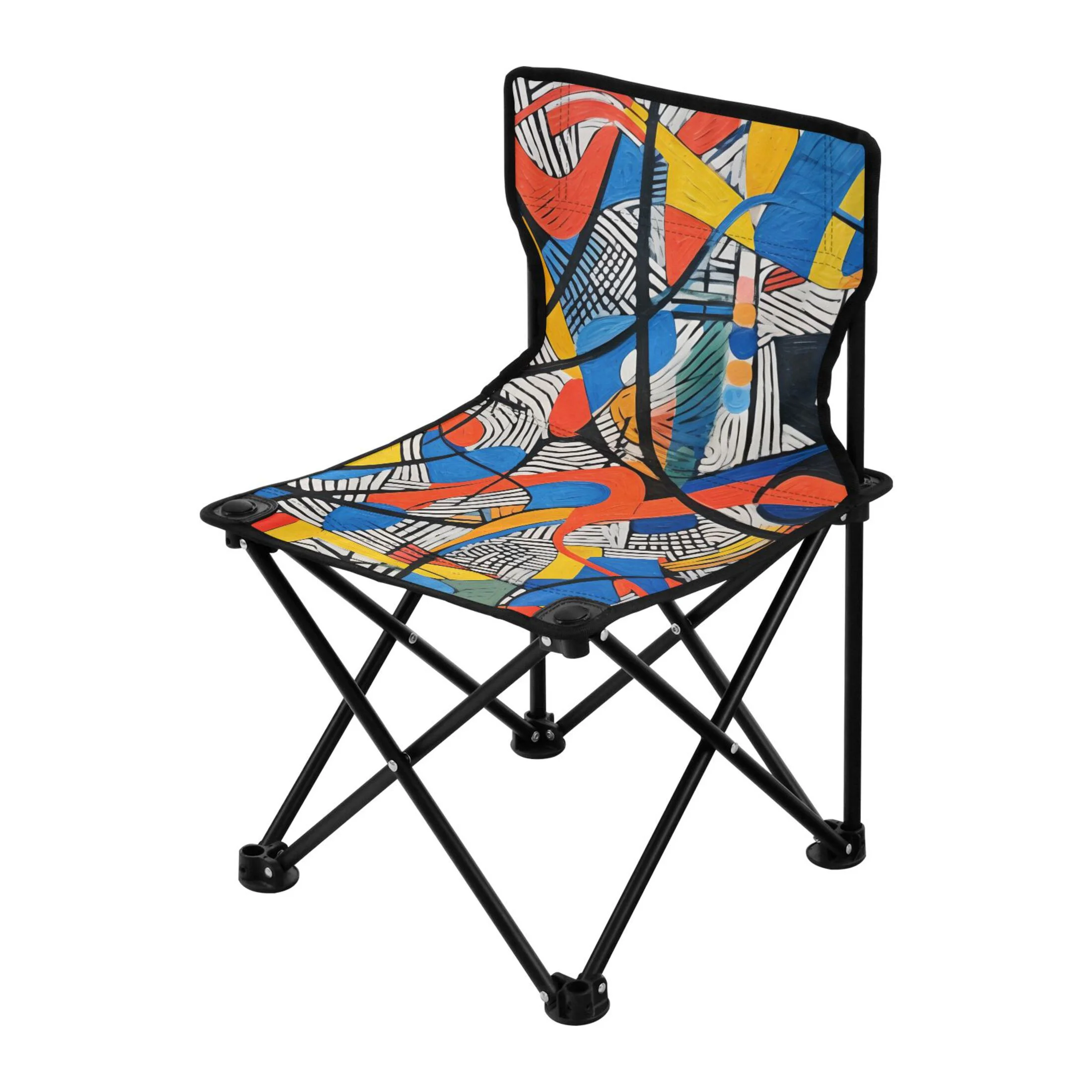 Colorful Abstract Pattern Portable Camping Chair Outdoor Folding Beach Chair Fishing Chair Lawn Chair with Carry Bag Support to 220LBS