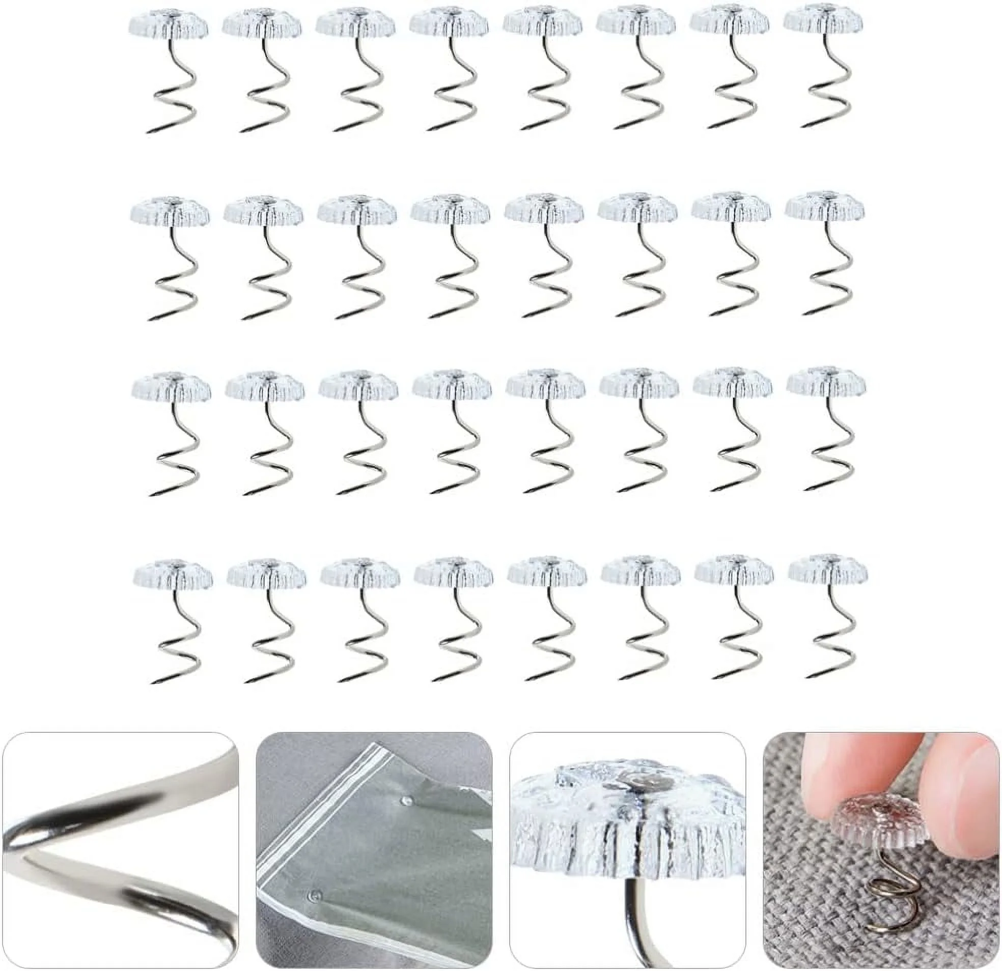 Retainer Clips 60pcs Goblincore Room Decor Spiral for Bedsheet Holding Clips Head Pin for Upholstery Twisted Head Twisted Bed Skirt Decorate Holder Slider Twisted Pair