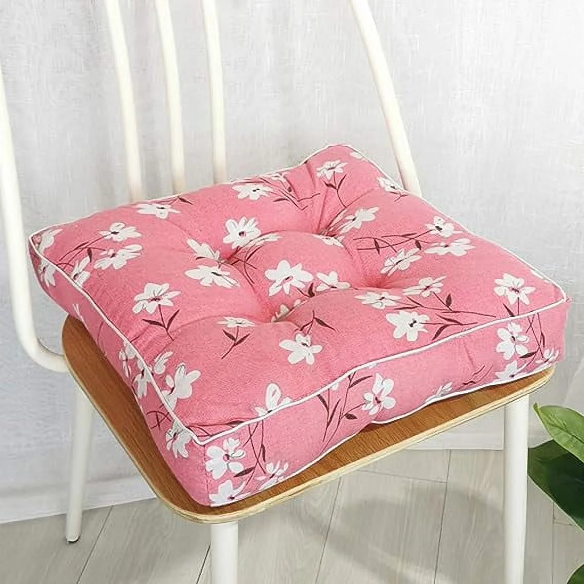 Namzi Bohemian Soft Patio Chair Pads Indoor Office Home Kitchen Square Dining Chair Cushion Pillow Pink Flower 18