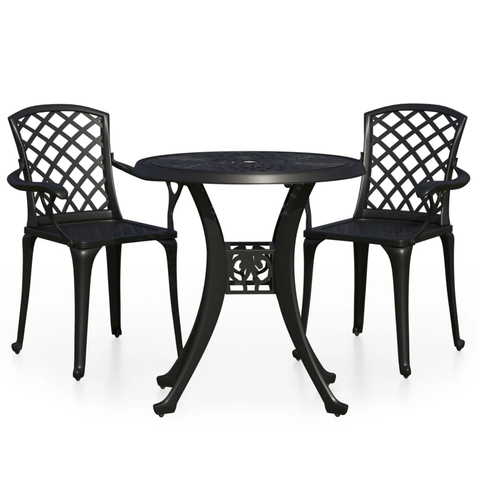 Walmeck 3 Piece Bistro Set Cast Aluminum Black