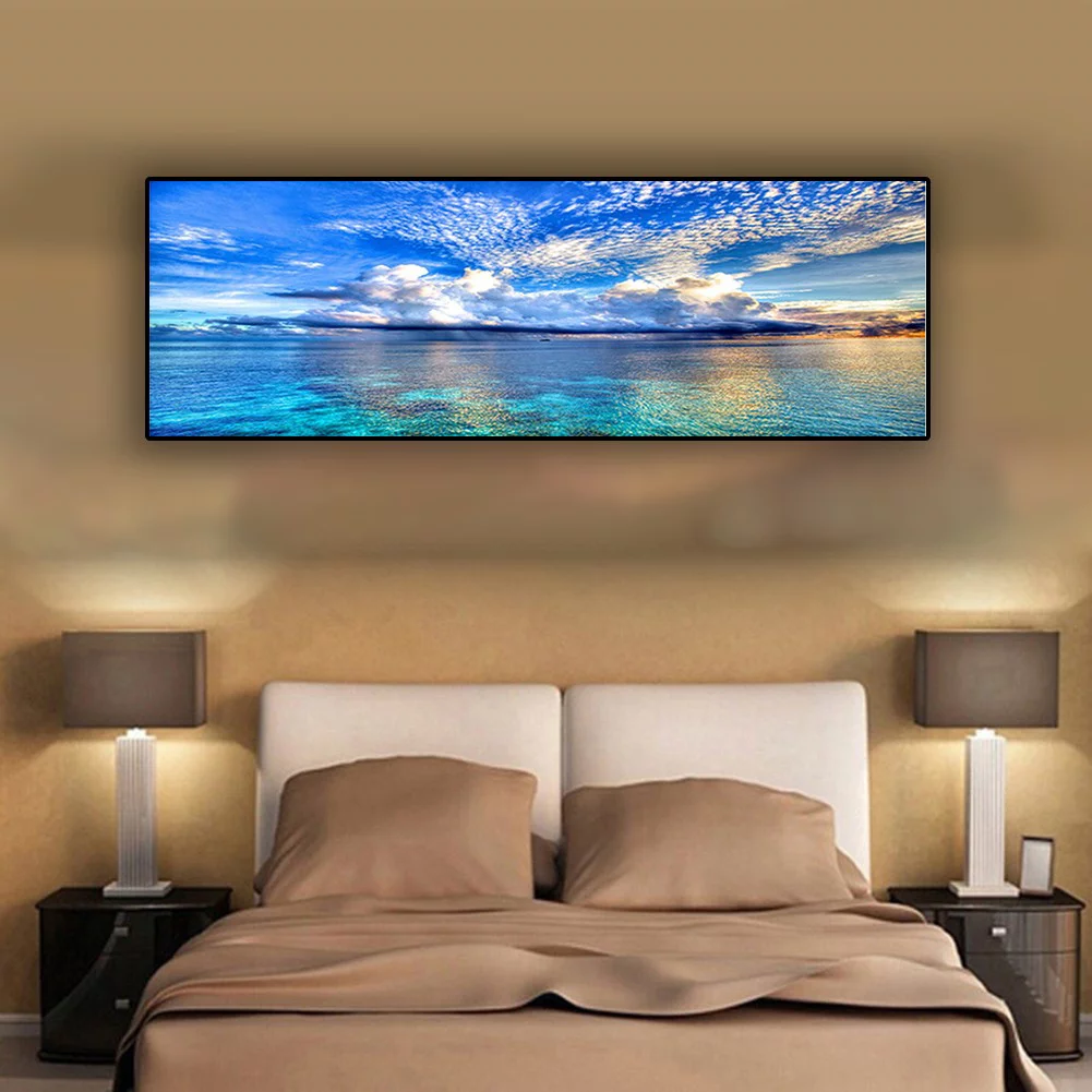 Canvas Painting Wall Art Natural Sunset Could Lake Landscape Poster Wall Picture