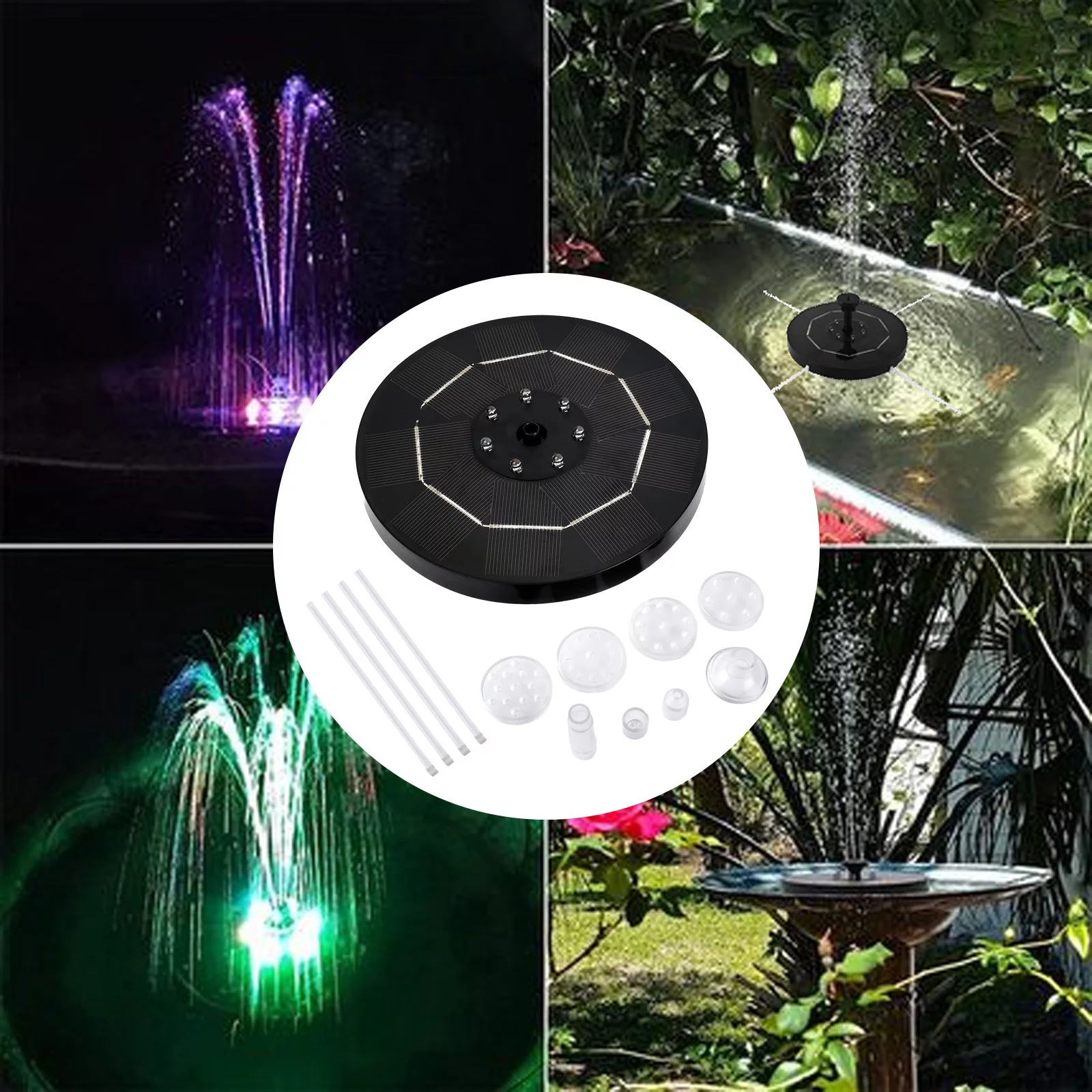 LLQkigsxse Flower Sprinkler for Kids 3.5W Colorful Solar Sprinkler Bird Bath Garden Sprinkler Funny Gifts