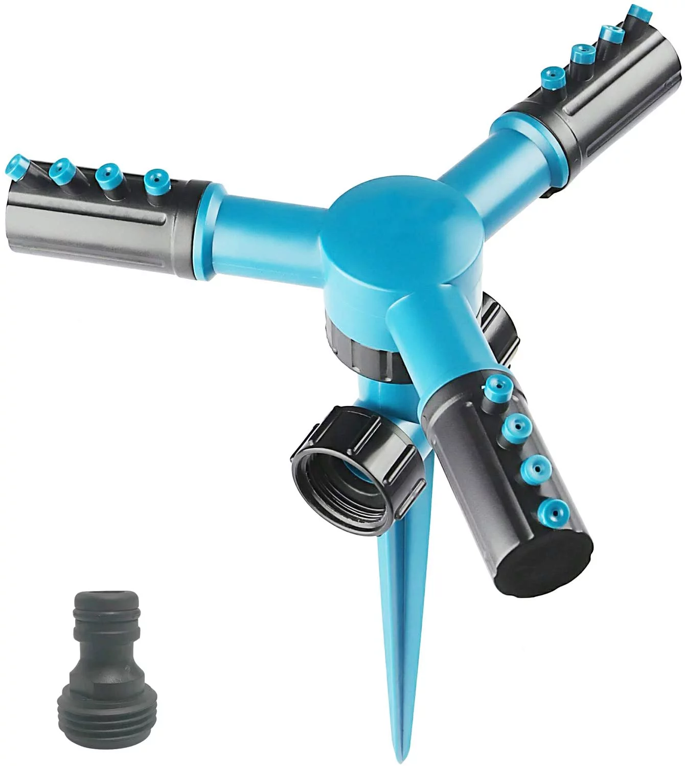 Garden Sprinkler ,360°Automatic Rotating Adjustable Lawn Sprinklers , Easy Hose Connection Spike Base Gardening Watering System